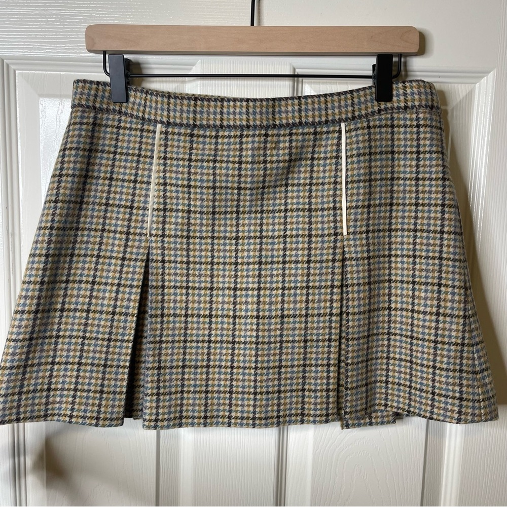 Women’s Y2K Juicy Couture Wool Mini Skirt Patterned Pleated Size M - Picture 4 of 8